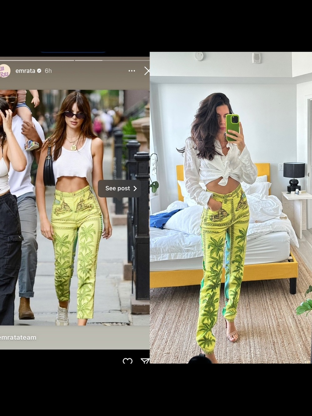 Vintage Gianni Versace ! High-Rise Tropical Print Pants in Lime Green